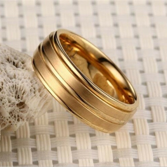 Unbranded Jewelry - Men&Women Stainless Steel Titanium Gold Band Ring